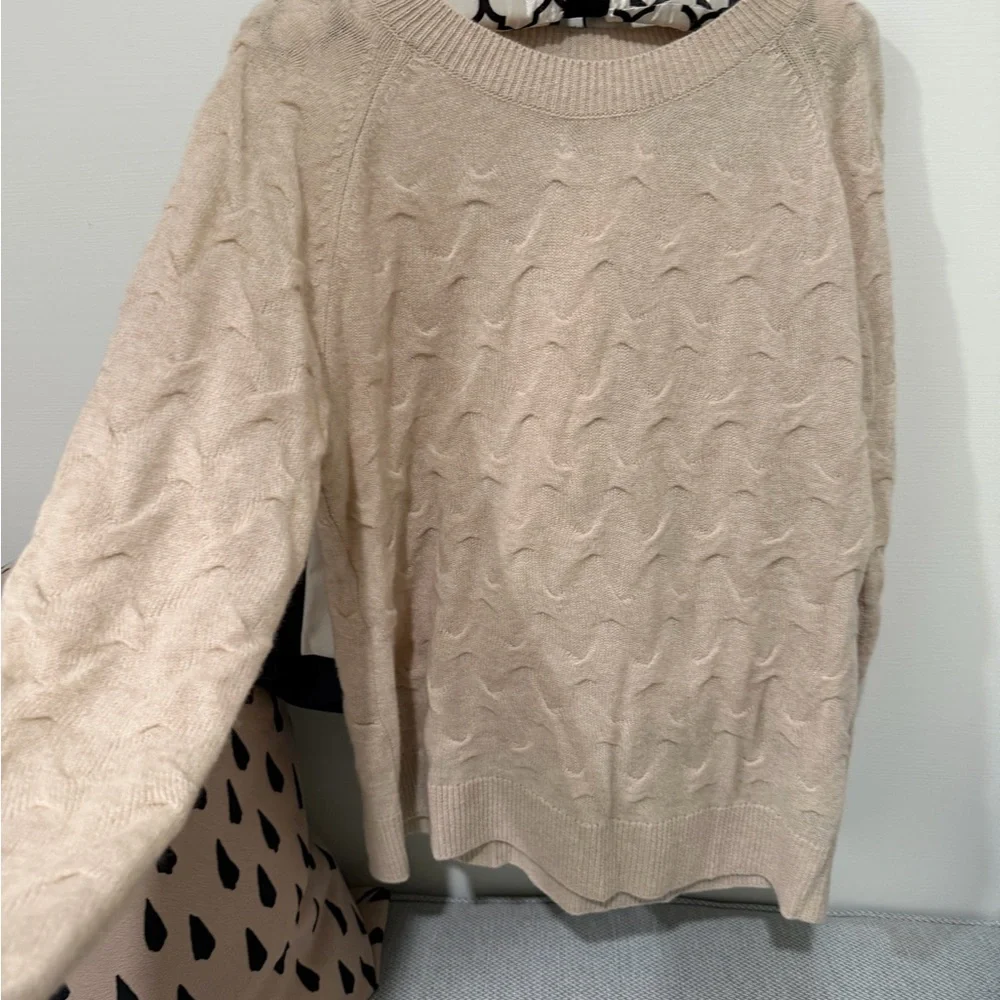 Theory Cream Cable Knit Scoopneck Sweater - Picture 2 of 5